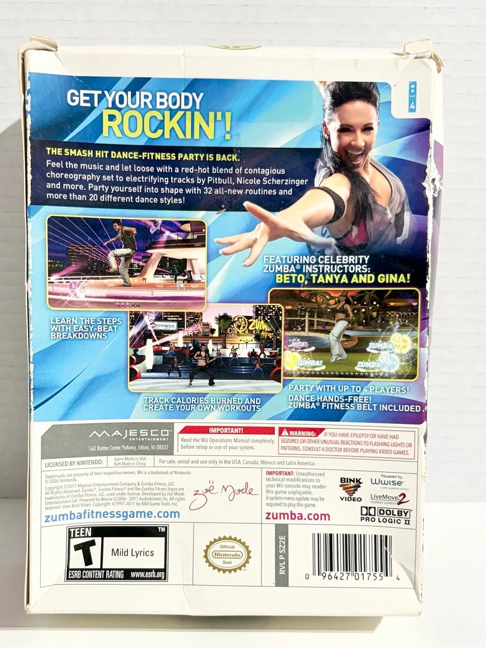 Wii Zumba Fitness 2 With Belt Nintendo 2011 Brand NEW Factory Sealed Tabs NIB
